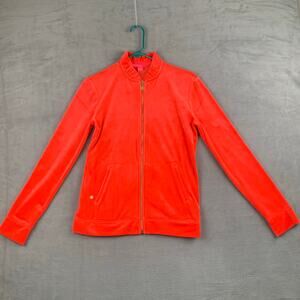 Lilly Pulitzer Jayla Velour Ruffle Zip-Up Jacket Red Size Small